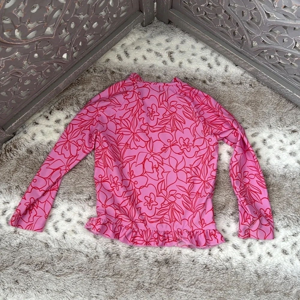 Coolibar long sleeve rashguard girls 2T tropical pink floral beach UV protection